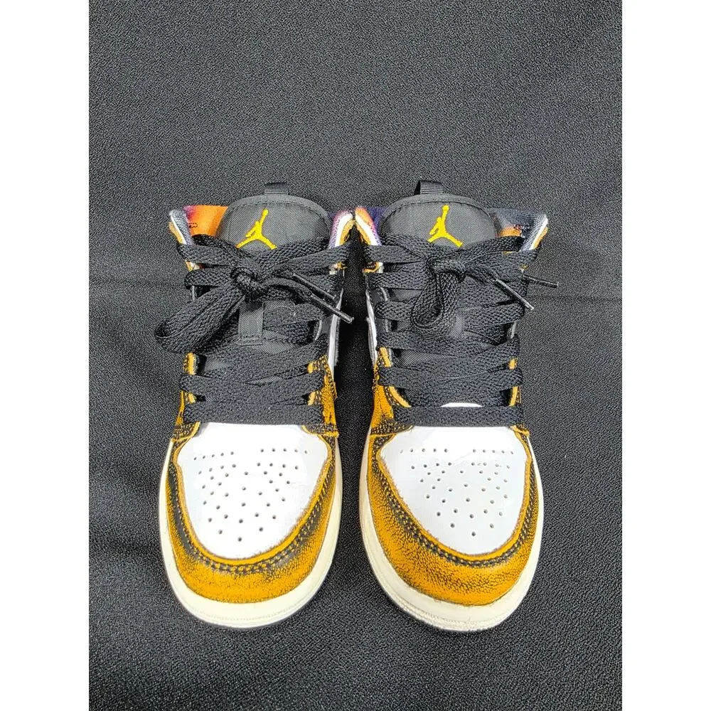 Nike Air Jordan 1 Mid SE Leather Wear Away Taxi Little Kids 11.5C